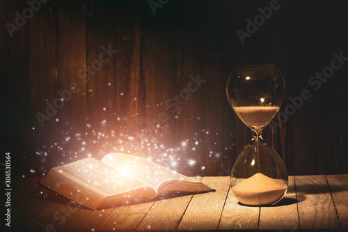 Photography Hourglass and Holy Bible