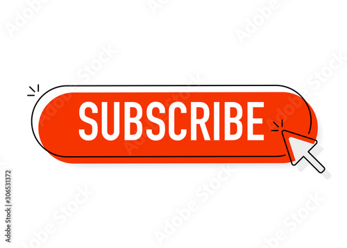 Red rounded subscribe button on white background