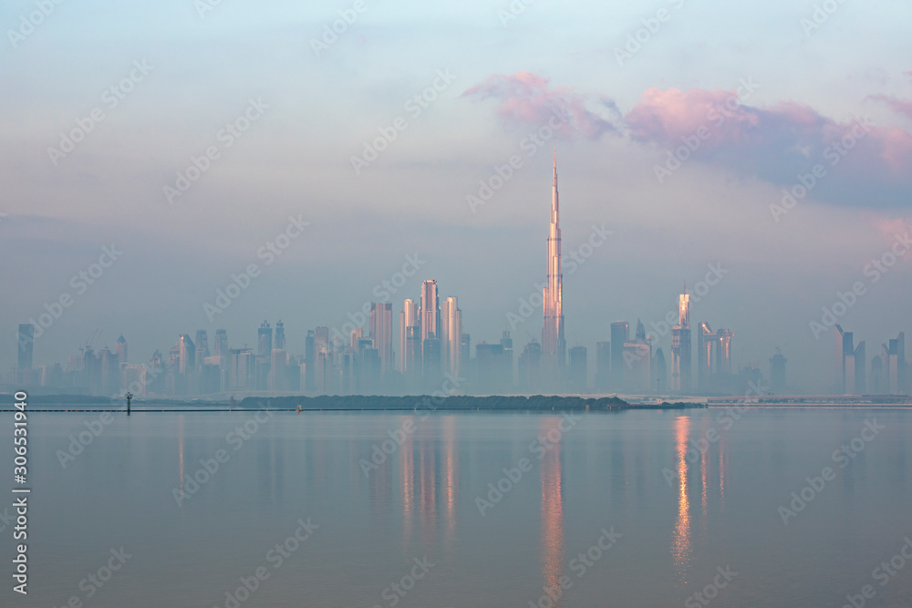 Dubai skyline in early morning