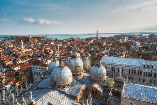 Aerial view of Venice from Campanile of San Marco. Venice, Italy.
