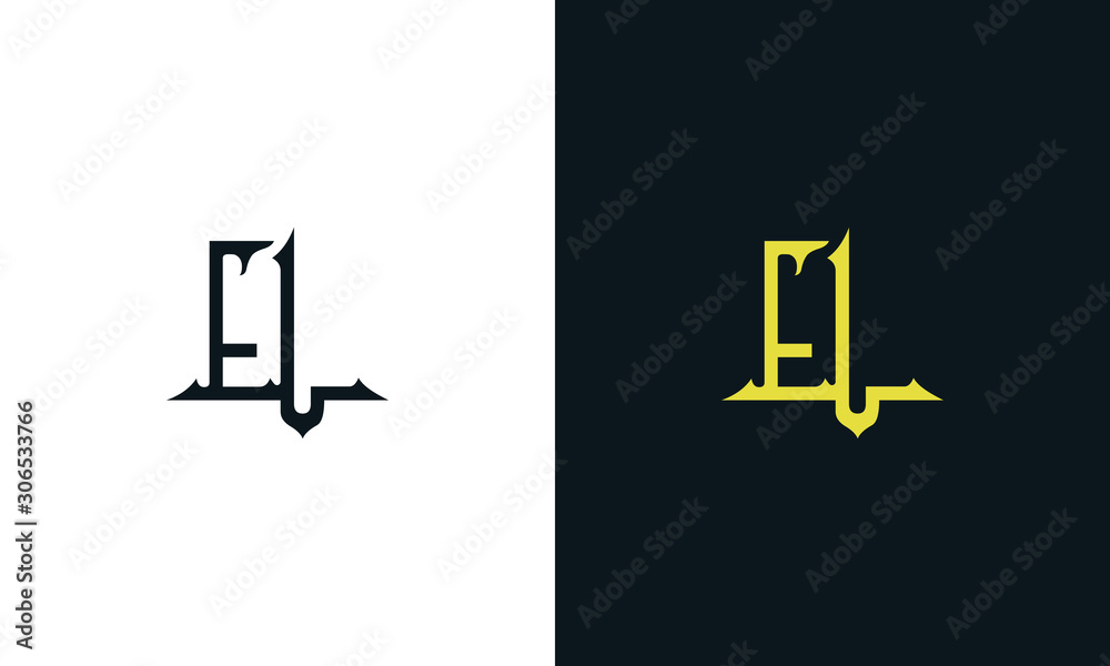 Luxury line art letter EL logo. This logo icon incorporate with two Arabic letter in the creative way. It will be suitable for Royalty and Islamic related brand or company.  - obrazy, fototapety, plakaty 