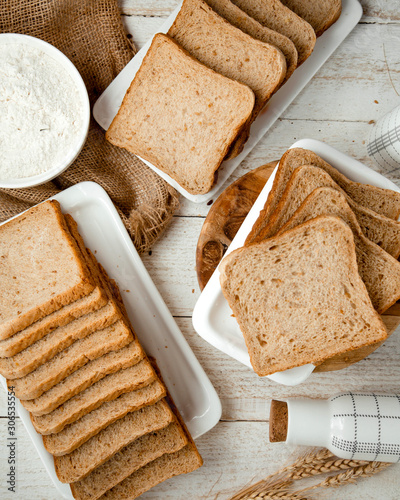 a lot of sliced bread on the table