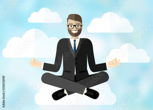 Businessman or office worker in lotus,vector illustration