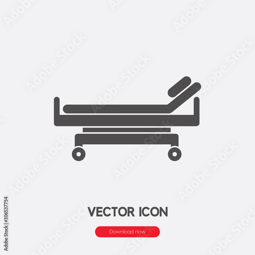 Hospital bed icon vector. Linear style sign for mobile concept and web design. Hospital bed symbol illustration. Pixel vector graphics - Vector.