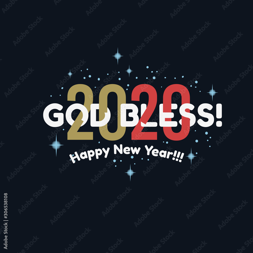 Merry Christmas And Happy New Year Vector Design God Bless 2020.