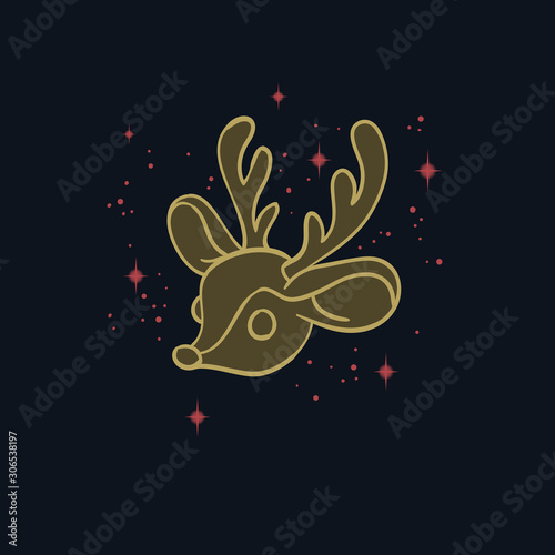 Merry Christmas And Happy New Year Vector Design With Deer Illustration.