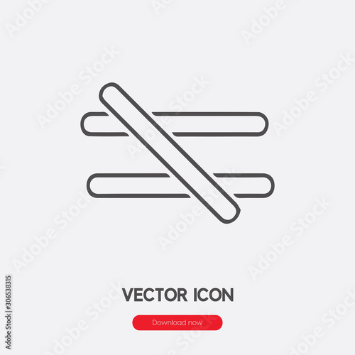 Is not equal to icon vector. Linear style sign for mobile concept and web design. Not equal to symbol illustration. Pixel vector graphics - Vector.
