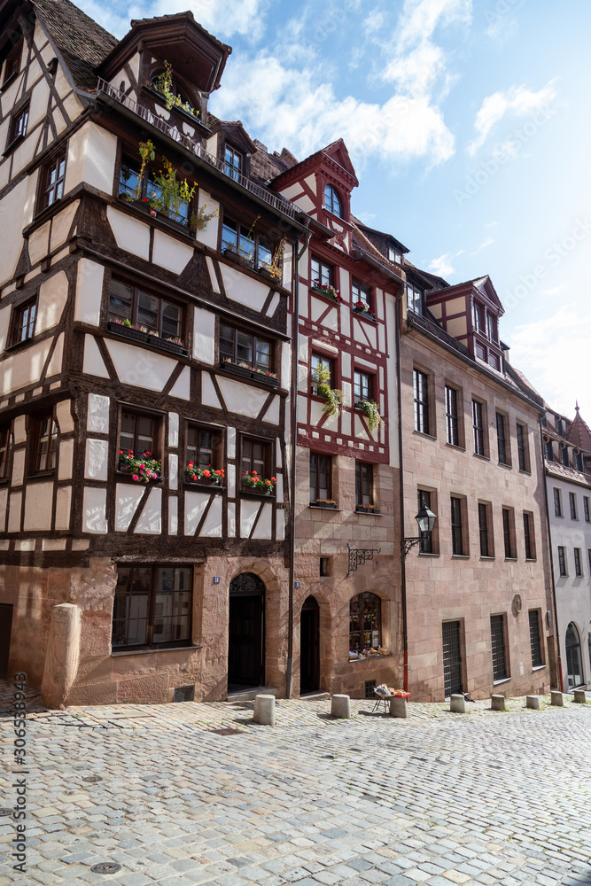 Historic timbered house (frame house) in Nuremberg, Bavaria, Germany