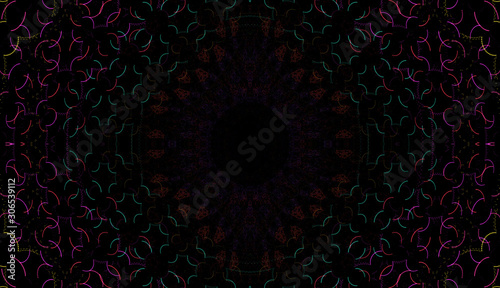 Psychedelic tribal kaleidoscope texture design, Abstract kaleidescopic club.