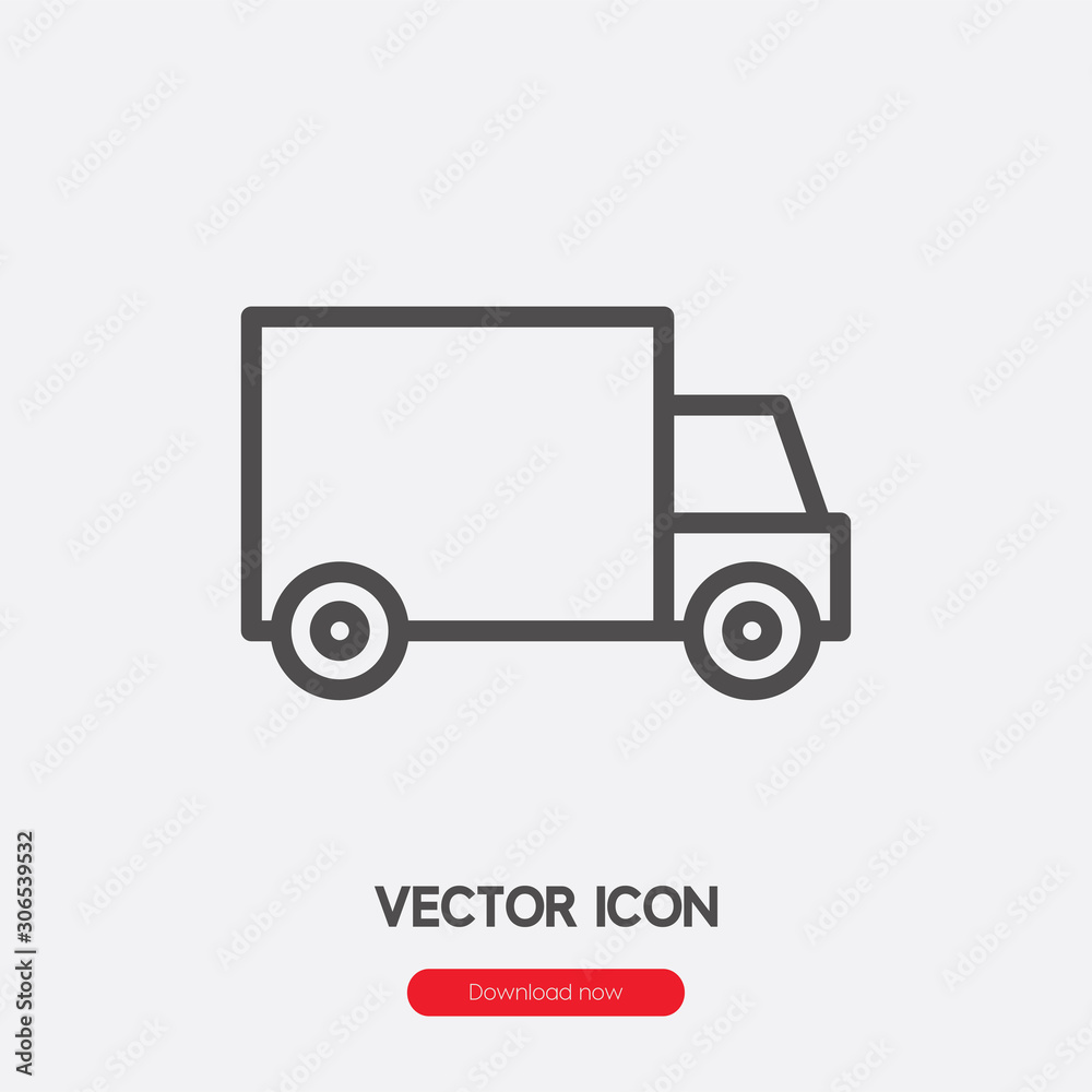Truck icon vector. Linear style sign for mobile concept and web design. Truck symbol illustration. Pixel vector graphics - Vector.	