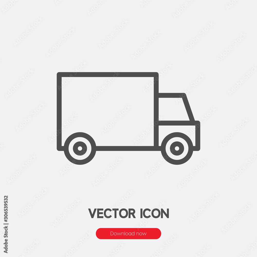 Truck icon vector. Linear style sign for mobile concept and web design. Truck symbol illustration. Pixel vector graphics - Vector. Truck icon vector. Linear style sign for mobile concept and web design. Truck symbol illustration. Pixel vector graphics - Vector.