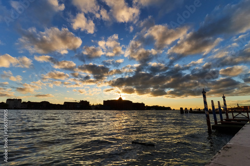 sunset over giudecca island in venice seen from dorsoduro