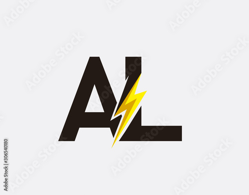 Flash AL and AL Letter Logo Icon, Electrical Bolt With Initial AT Letter Logo Design.
