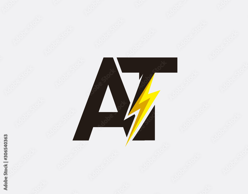 Flash A,T and AT Letter Logo Icon, Electrical Bolt With Initial AT Letter Logo Design. Flash A,T and AT Letter Logo Icon, Electrical Bolt With Initial AT Letter Logo Design.
