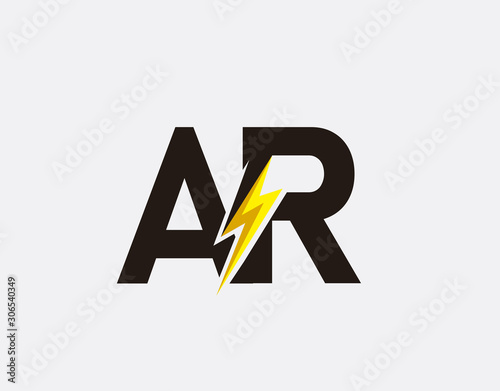 Flash A,R and AR Letter Logo Icon, Electrical Bolt With Initial AT Letter Logo Design.