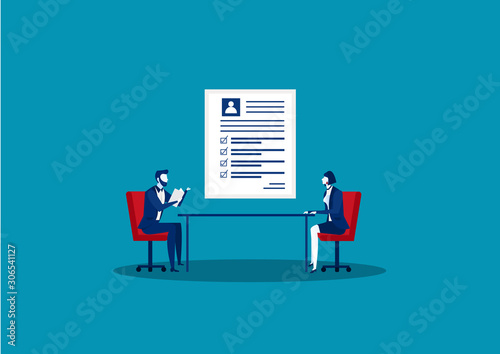 Woman on a job interview  , candidate for a job. Recruitment manager.