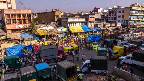 Busy day at Bangalore's KR flowers market time lapse