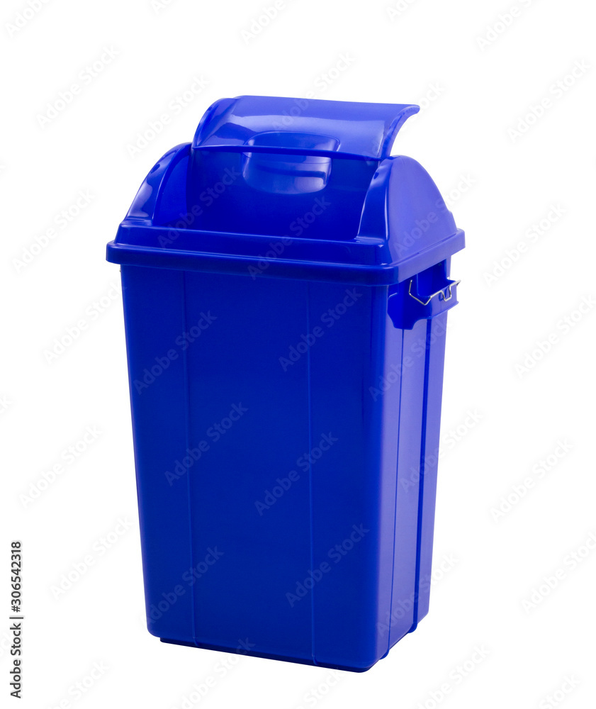blue trash bin isolated on white blue trash bin isolated on white