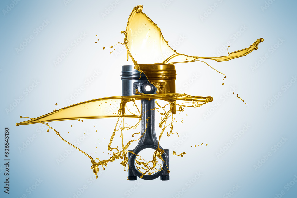 Piston and connecting rod are thrown with oil. Engine oil concept Oil