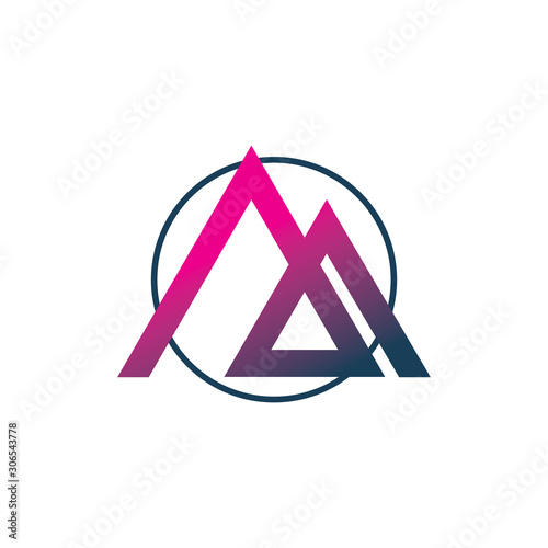 color modern circle triangle logo design photo