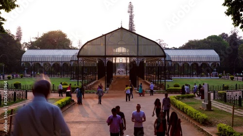 People visiting Lalbagh Botanical Garden in Bangalore time lapse