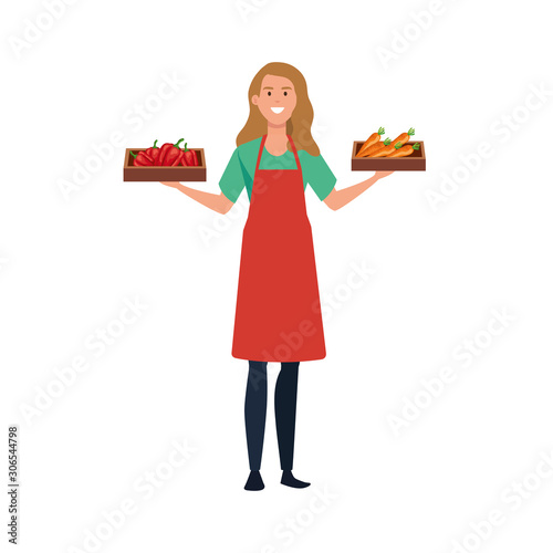 seller woman design, shop store market shopping commerce retail buy and paying theme Vector illustration