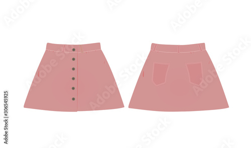 Pink denim skirt. vector illustration