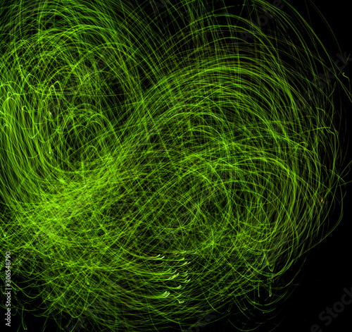 Long exposure light painting or light trails. Abstract effects made with  paint with light  photo technique.