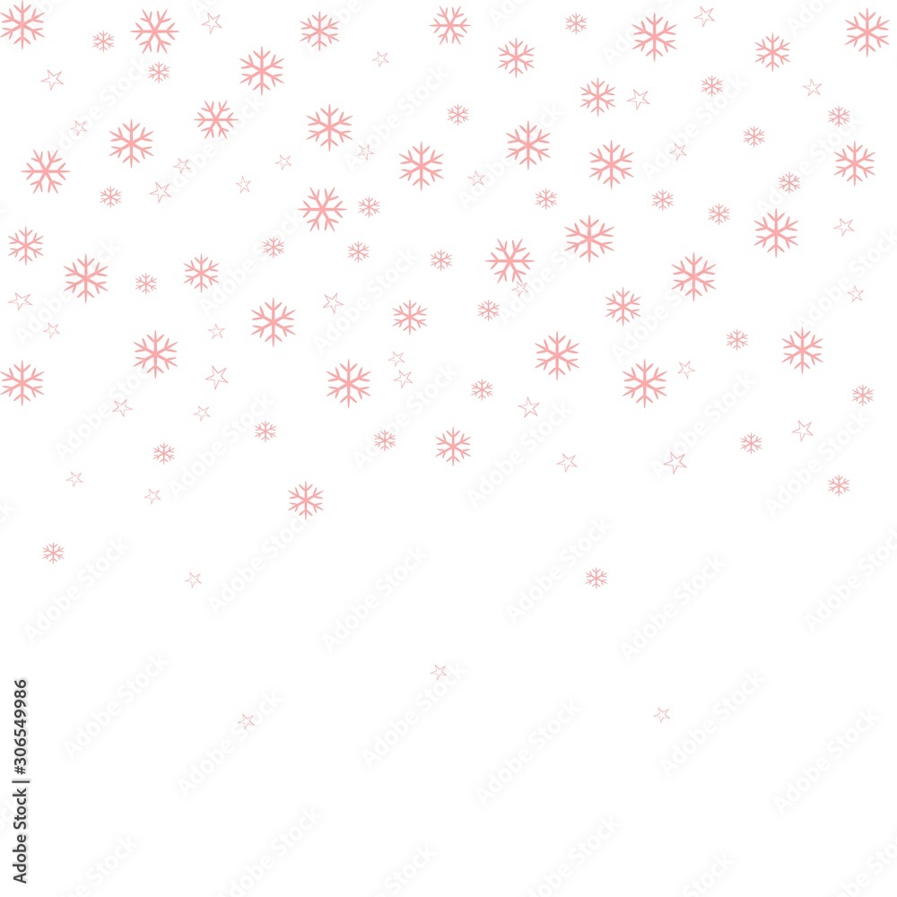Snowflakes pattern on white background, vector drawing