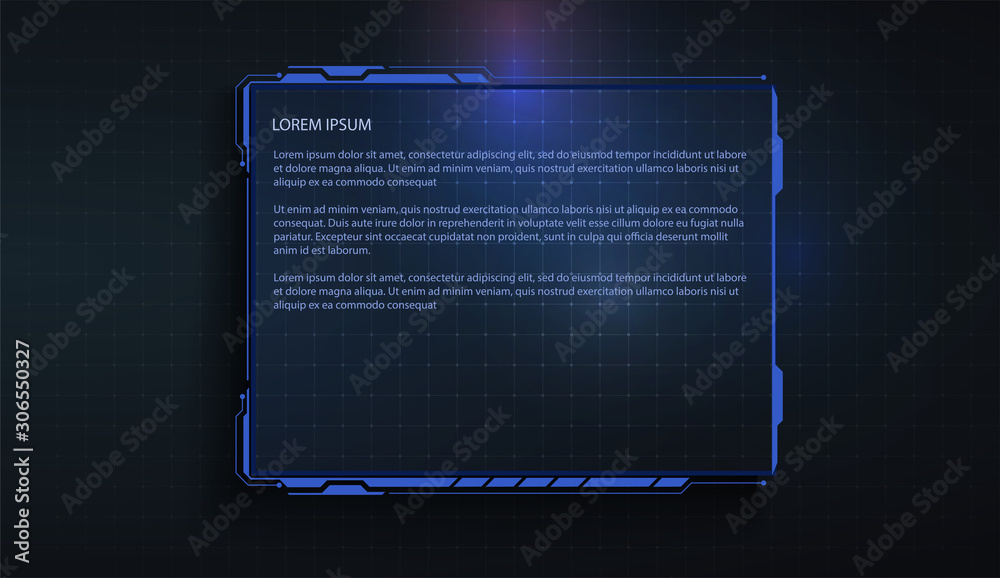 Futuristic touch screen of user interface. Modern HUD control panel ...