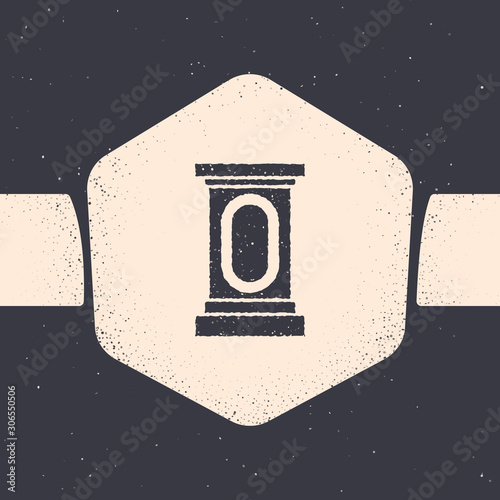 Grunge Stage stand or debate podium rostrum icon isolated on grey background. Conference speech tribune. Monochrome vintage drawing. Vector Illustration