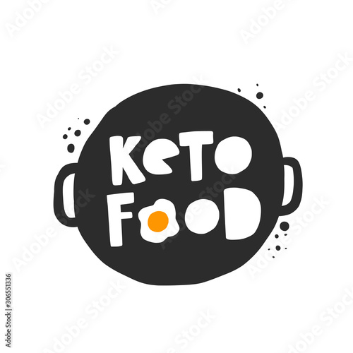 Keto food. Stylized lettering with ink drops.  Motivational grunge style hand drawn typography. Vector inscription slogan. Stylized poster design element