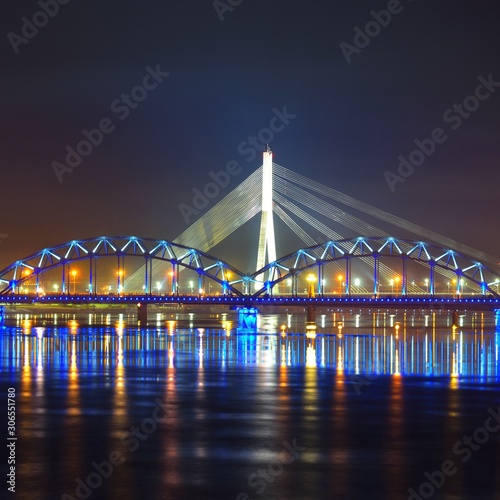 General view on Riga keypoints and Daugava river, Latvia