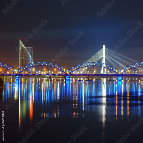 General view on Riga keypoints and Daugava river, Latvia