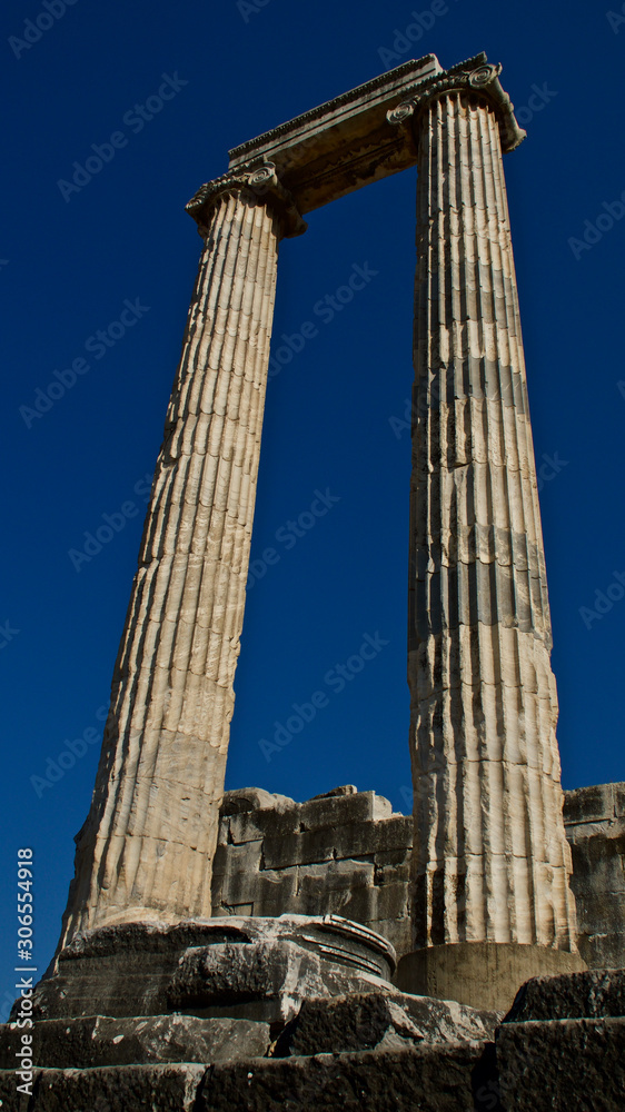 Turkey in Izmir. Ancient city of Trajan temple in Pergamon, Bergama.