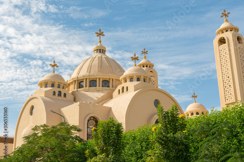 Coptic Orthodox Church in Sharm El Sheikh, Egypt. All Saints Church. Concept of the righteous faith