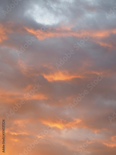 Orange-gray clouds at sunset.