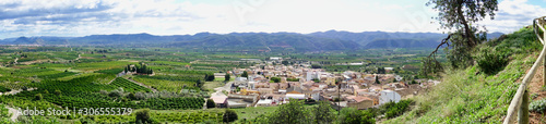 Panorámica de los campos y pueblo de Montesa