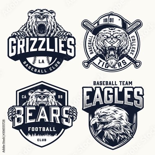 Vintage soccer and baseball clubs logos