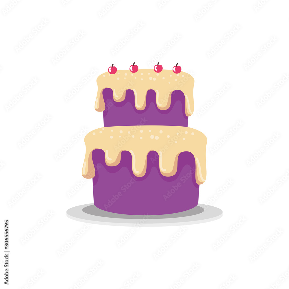 Cake design, happy birthday celebration decoration party festive and surprise theme Vector illustration Cake design, happy birthday celebration decoration party festive and surprise theme Vector illustration