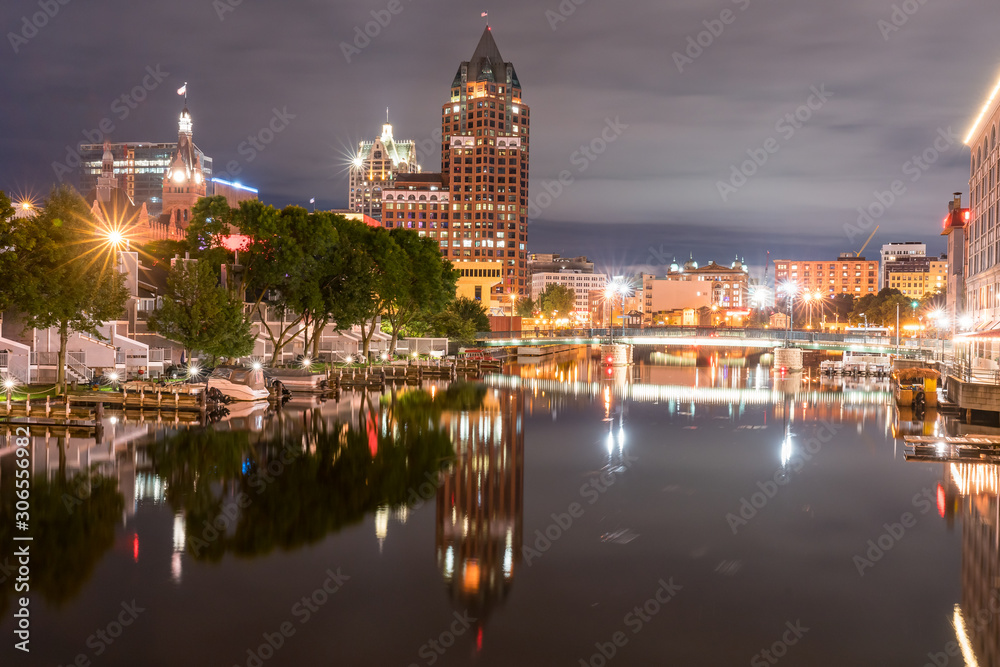 Milwaukee, Wisconsin Night Skyline