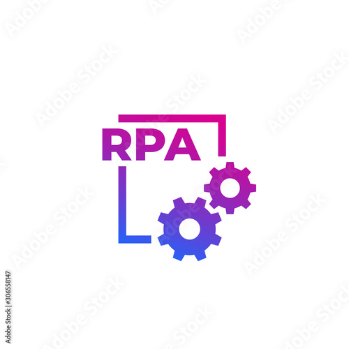 RPA vector icon with gears, robotic process automation concept