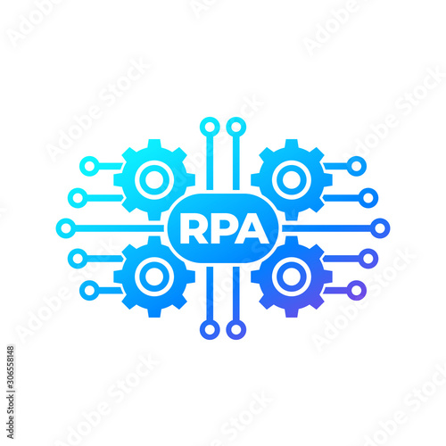 RPA vector icon with gears, robotic process automation