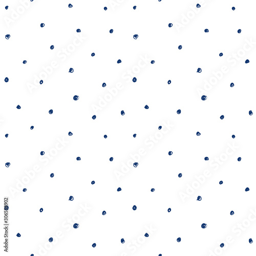 Hand-drawn doodle polka dot seamless pattern.
