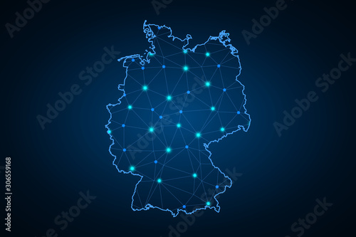 map of Germany. Wire frame 3D mesh polygonal network line  design sphere  dot and structure. Vector illustration eps 10. - Vector