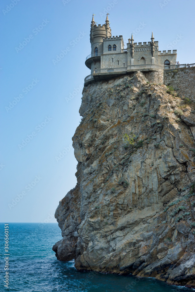 Yalta, Crimea - July 29, 2016: castle on a protruding rock in the Black Sea