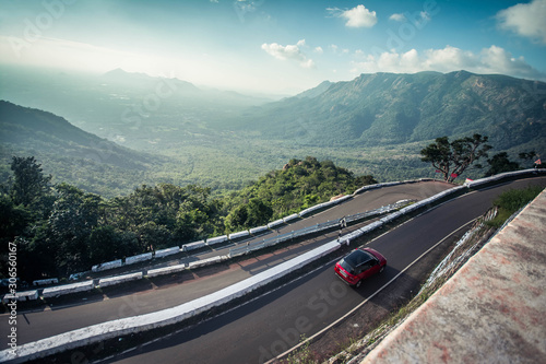 Kolli Hills 70 bends road in Tamilnadu, India photo