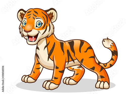 cartoon tiger isolated on white background.