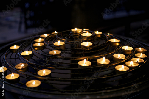Candles in a catholic temple.