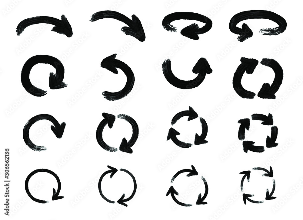 Arrow round vector.Arrow round brush vector.Arrow round paint vector. Arrow round vector.Arrow round brush vector.Arrow round paint vector.